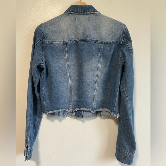 Ci Sono Distressed Freyed Hem Denim Jacket - Size Small - Picture 4 of 7